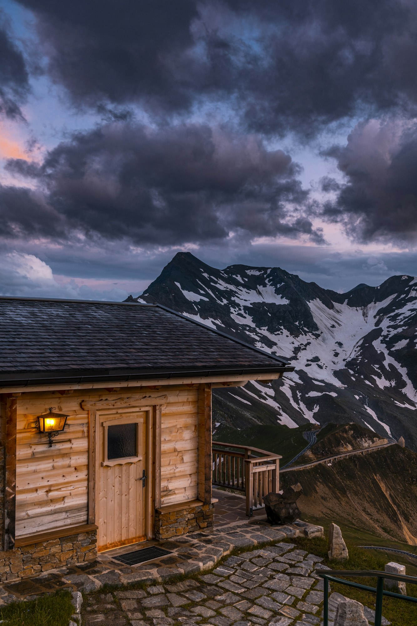 Wooden Chalet at High Mountain Peak in Austria Alps